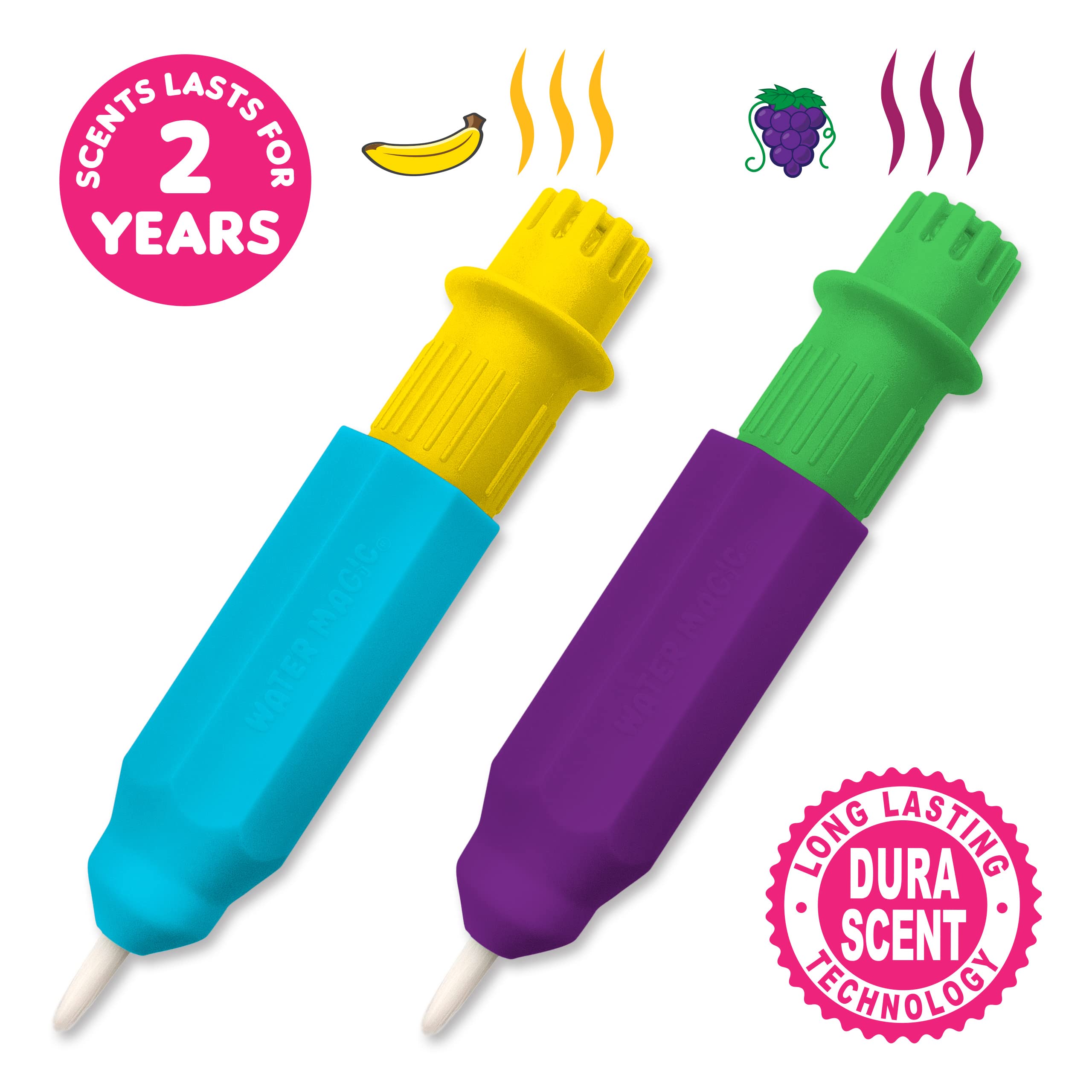 Scentco Water Magic Activity Books – Reusable Water Reveal with Scented Pens (Grape Kingdom & Construction)