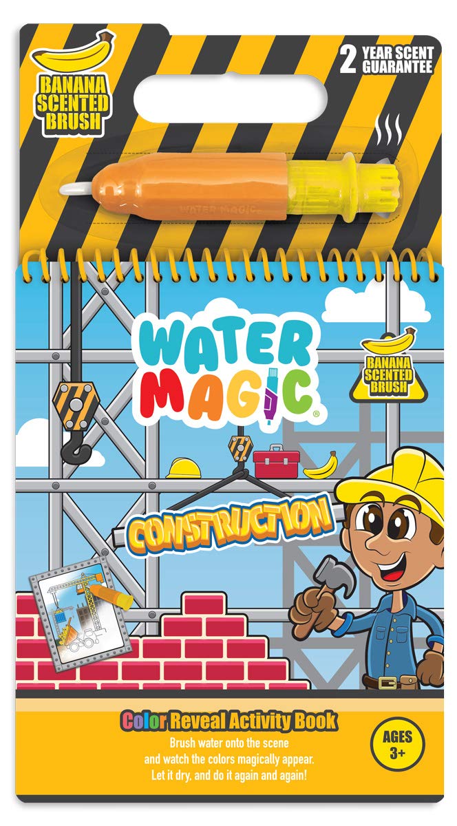 Scentco Water Magic Activity Books – Reusable Water Reveal with Scented Pens (Grape Kingdom & Construction)
