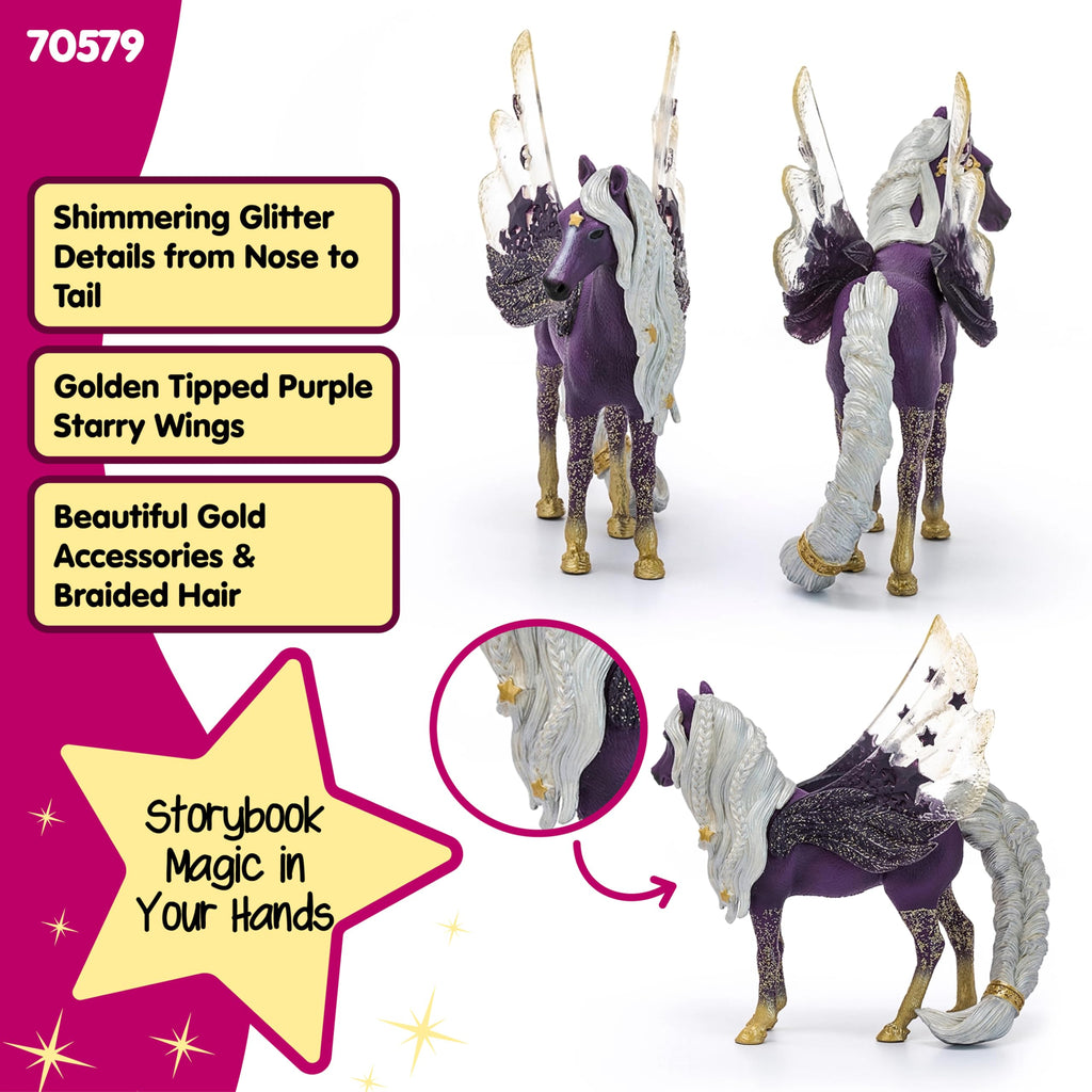 Schleich Bayala 7-inch Star Pegasus Figurine - Magical Winged Horse with Glitter Body & Starry Wings - Fantasy Collectible for Kids Ages 5+