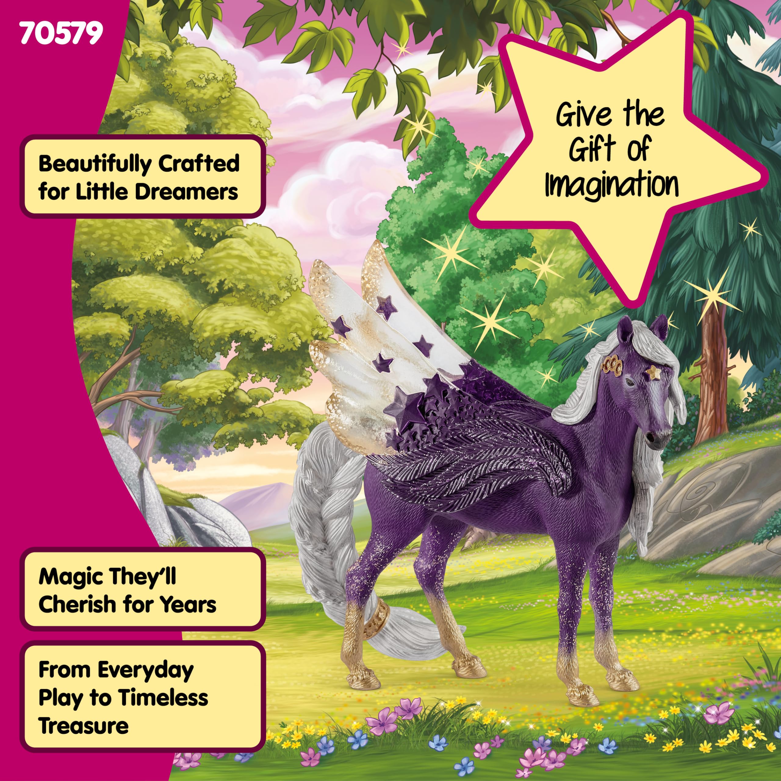 Schleich Bayala 7-inch Star Pegasus Figurine - Magical Winged Horse with Glitter Body & Starry Wings - Fantasy Collectible for Kids Ages 5+