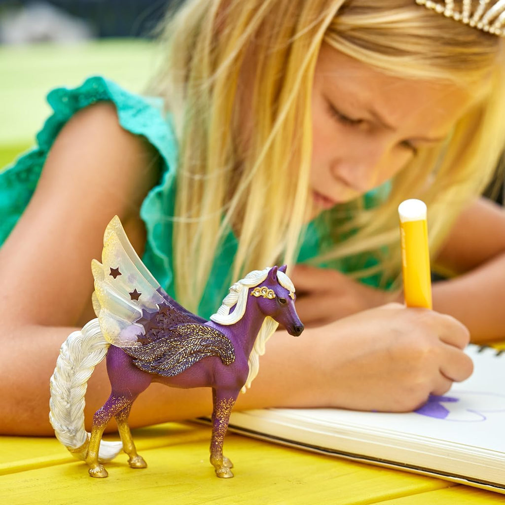 Schleich Bayala 7-inch Star Pegasus Figurine - Magical Winged Horse with Glitter Body & Starry Wings - Fantasy Collectible for Kids Ages 5+