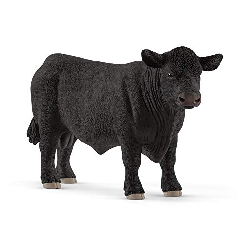 Schleich Black Angus Bull Toy Figure - Realistic Farm Animal for Kids Ages 3-8