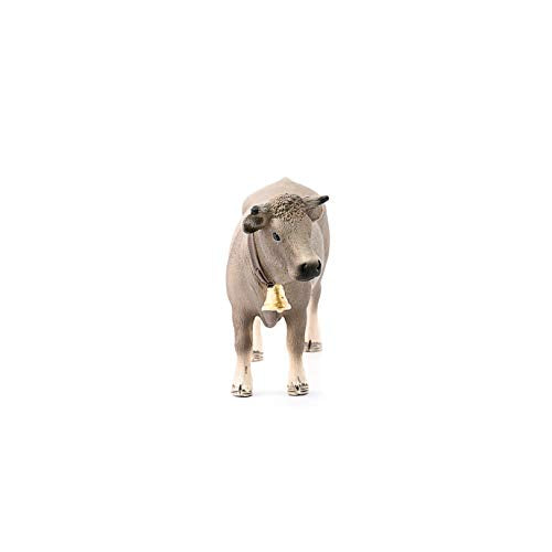 Schleich Braunvieh Cow Figurine - Hand Painted Farm Animal Toy for Kids Ages 3+