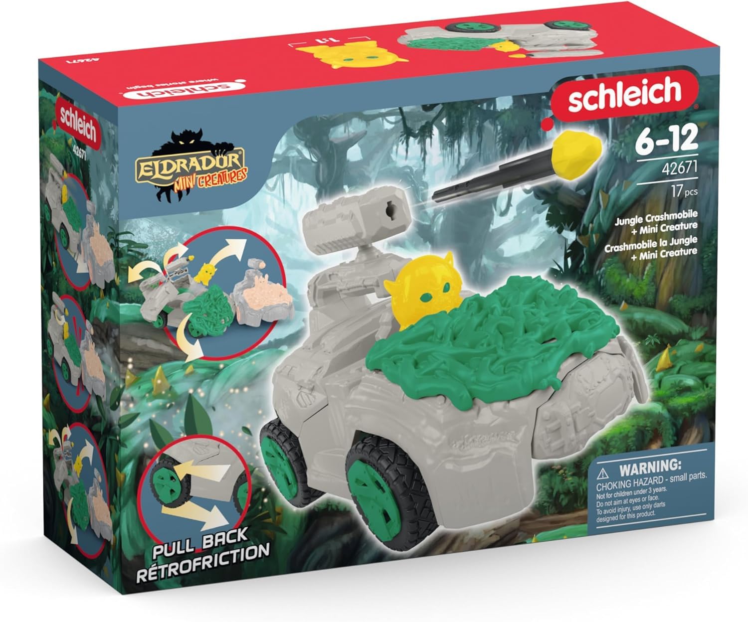 Schleich Eldrador Creatures Stone CrashMobile – Pull-Back Action Toy with Ejecting Mini Creature