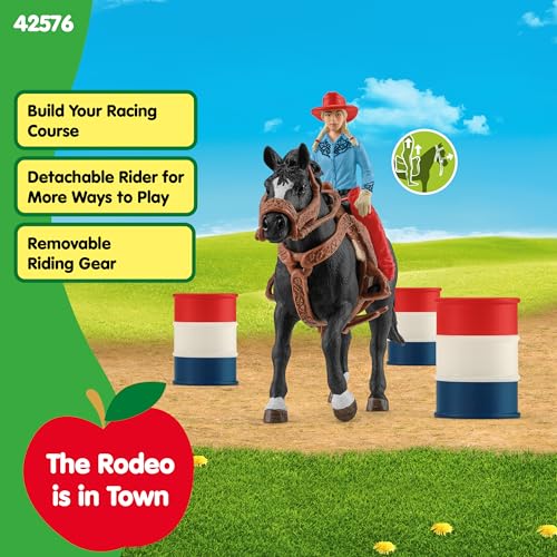 Schleich Farm World Barrel Racing Set - 7-Piece Cowgirl & Horse Rodeo Playset for Ages 3+