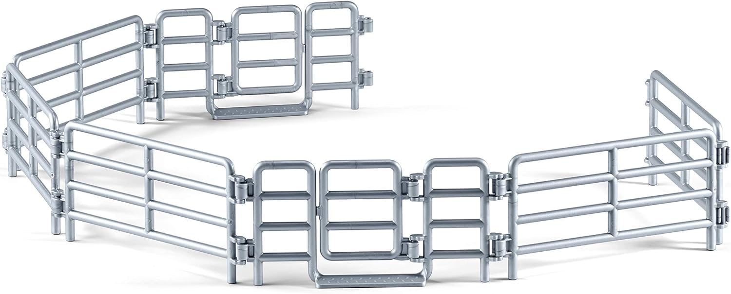 Schleich Farm World Corral Fence with Gate – 6-Piece Farm Animal Playset Accessory