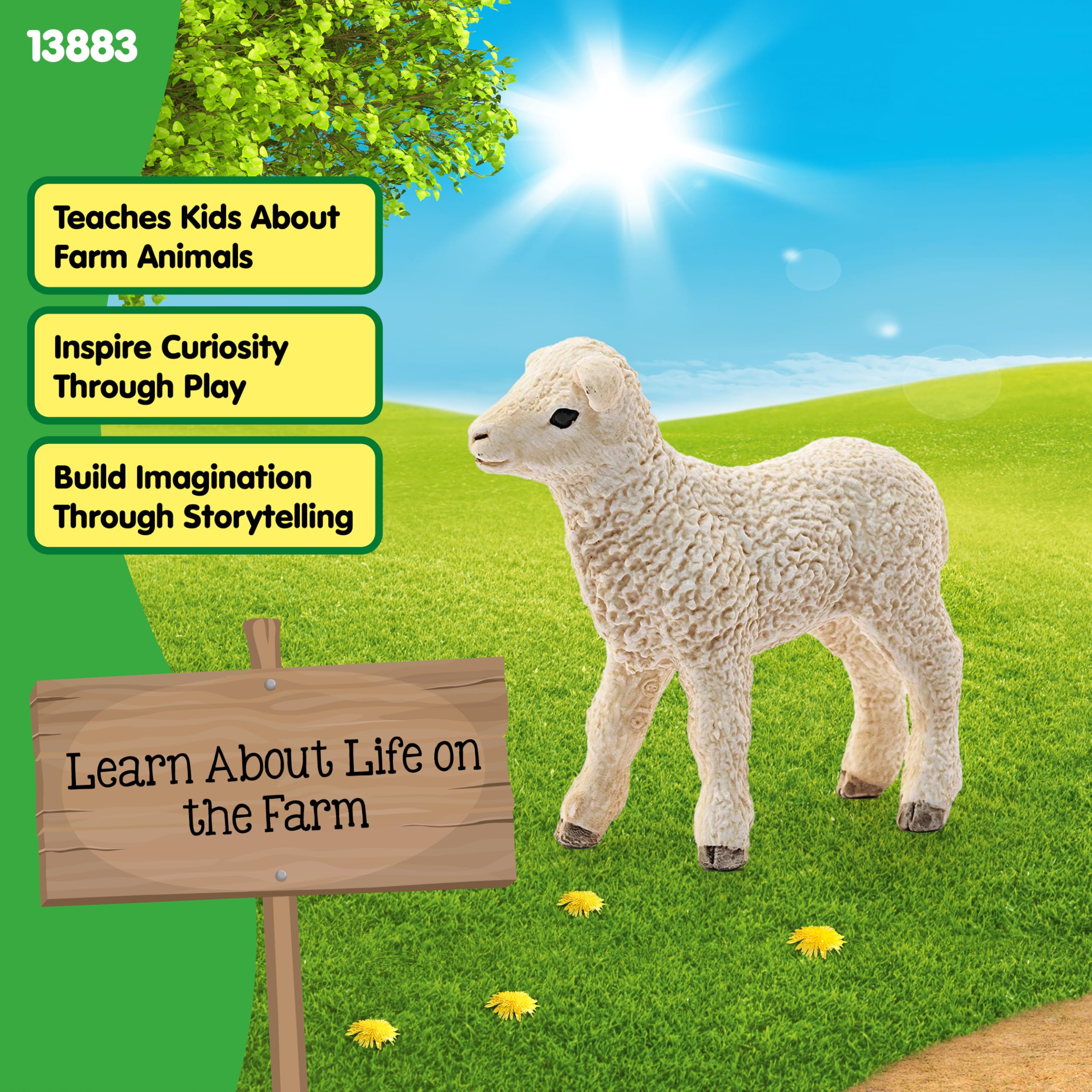 Schleich Farm World Lamb Figurine – Realistic Toy Animal for Ages 3-8