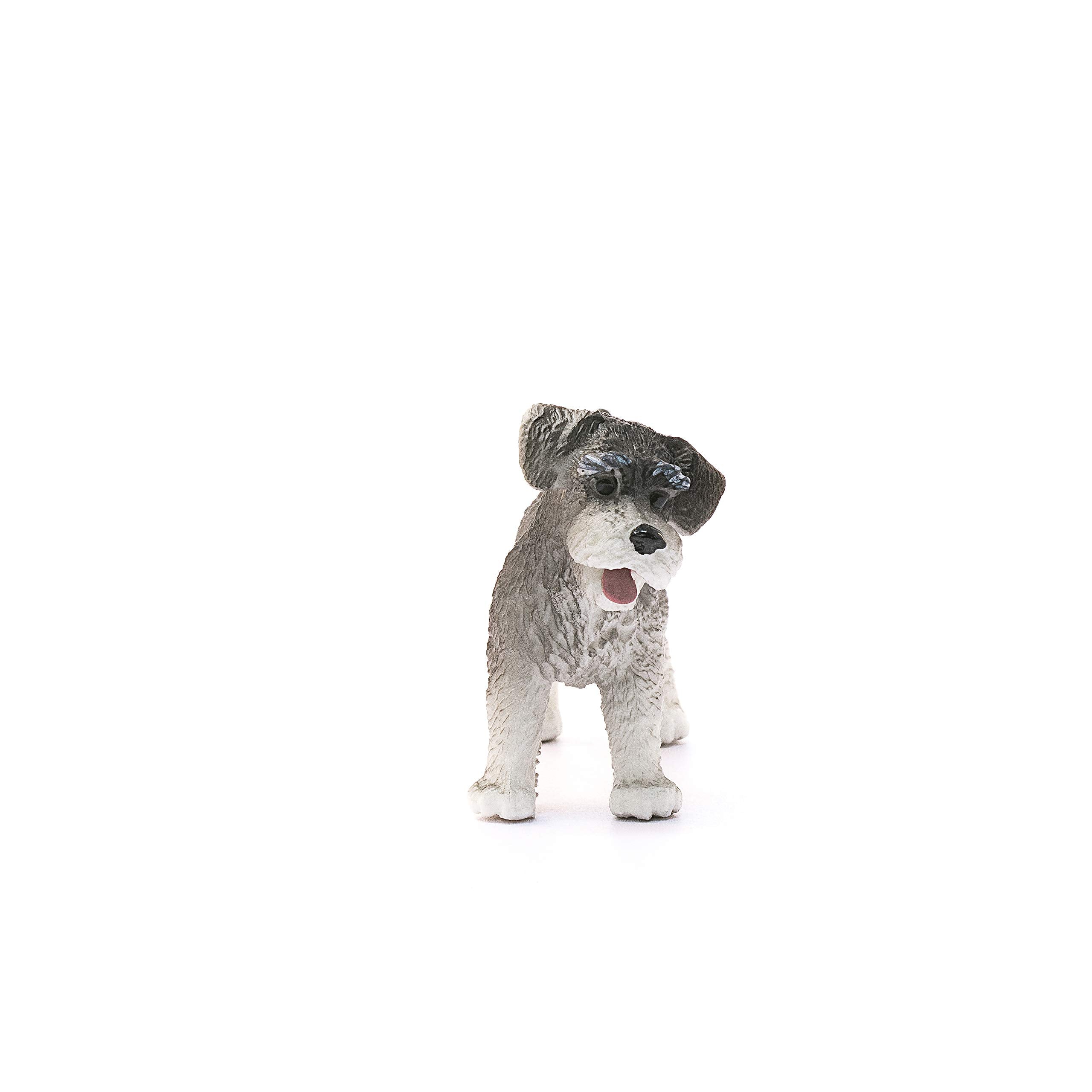 Schleich Farm World Miniature Schnauzer Figurine – Realistic Toy Dog for Kids Ages 3+