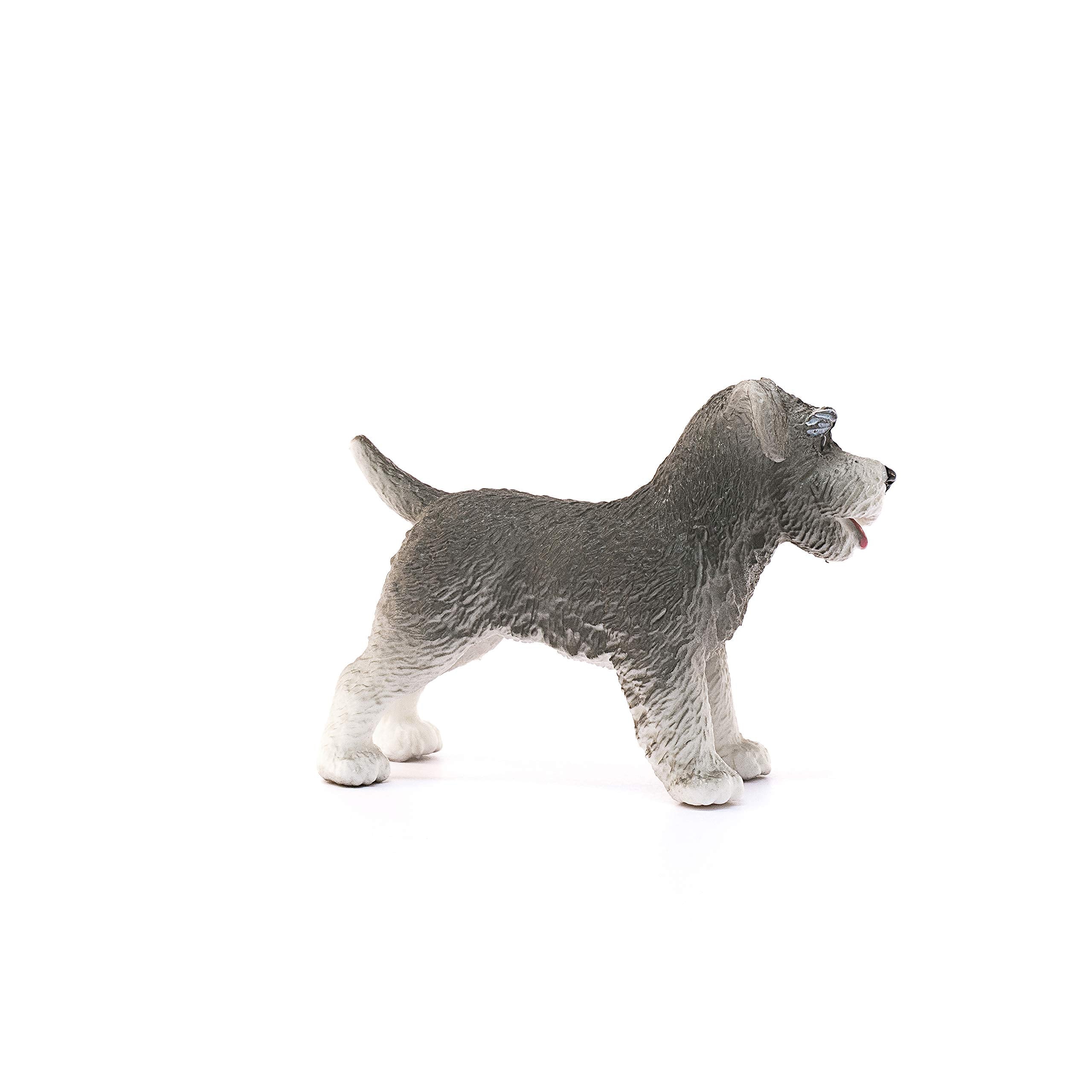 Schleich Farm World Miniature Schnauzer Figurine – Realistic Toy Dog for Kids Ages 3+