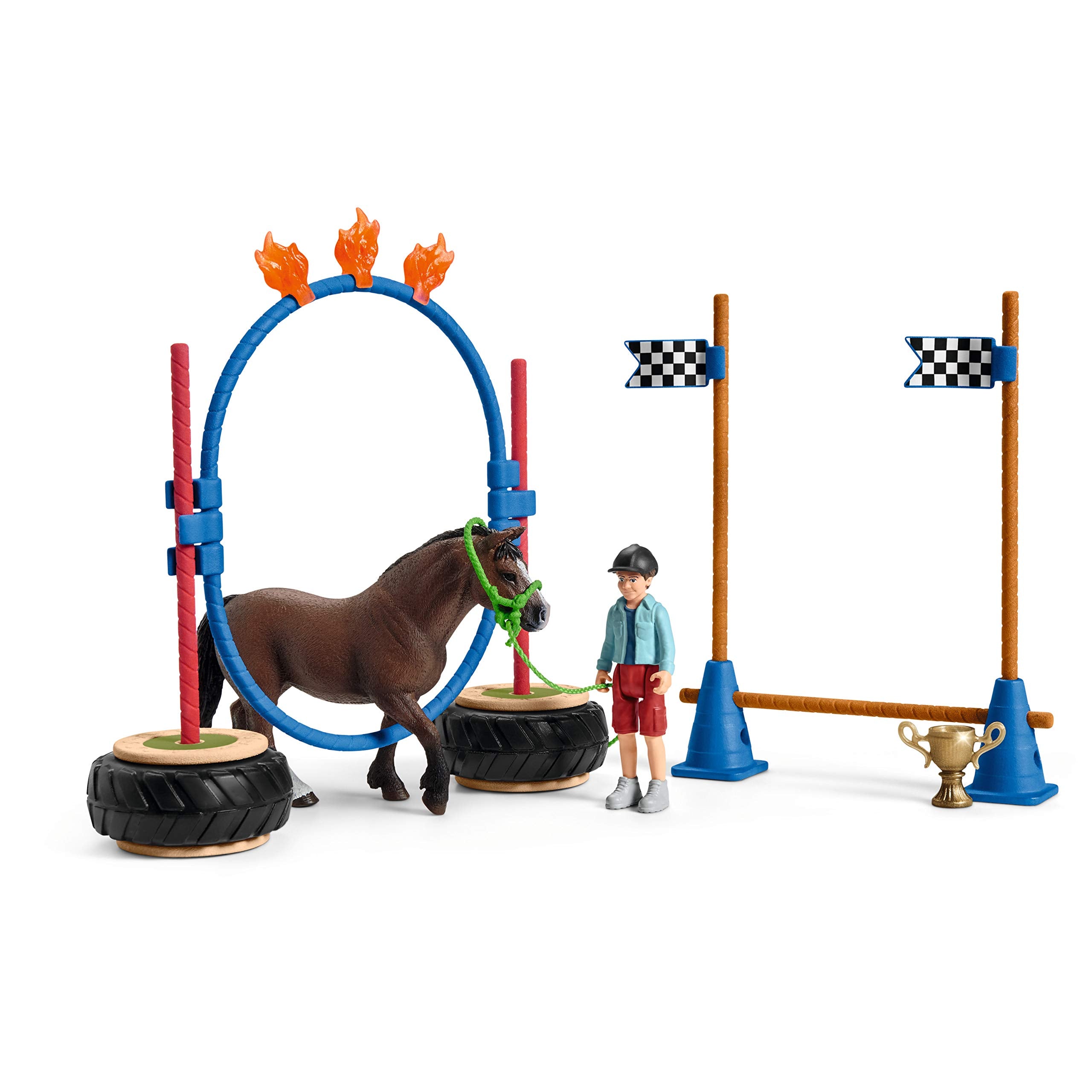 Schleich Farm World Pony Agility Race Playset – 22-Piece Horse Toy for Kids Ages 3+