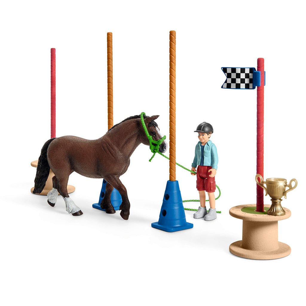 Schleich Farm World Pony Agility Race Playset – 22-Piece Horse Toy for Kids Ages 3+