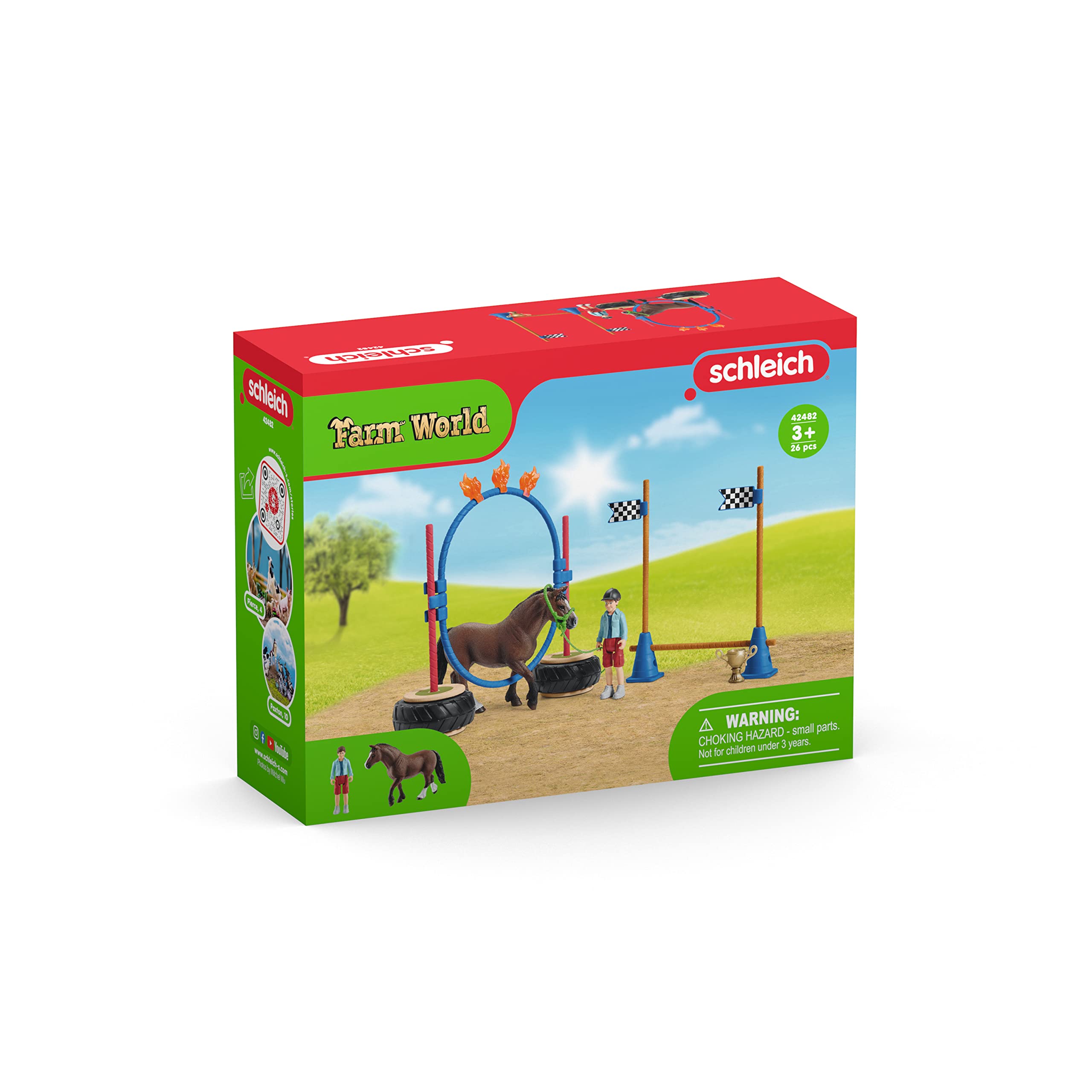 Schleich Farm World Pony Agility Race Playset – 22-Piece Horse Toy for Kids Ages 3+