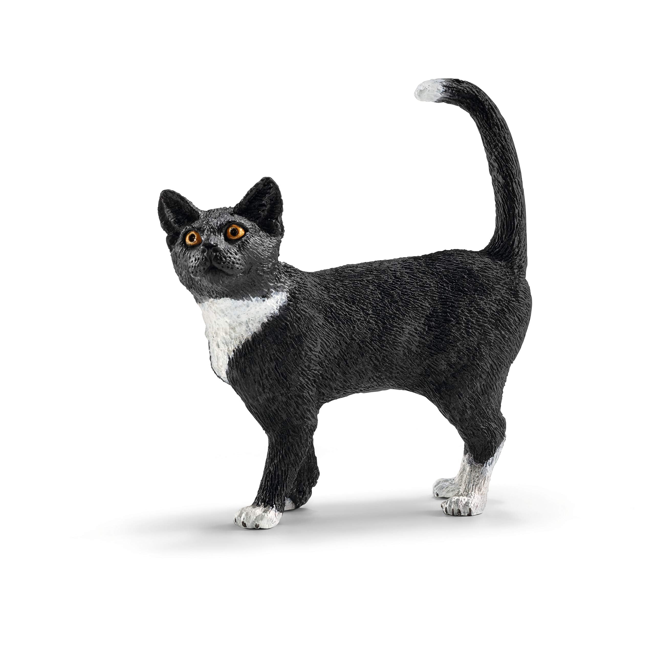 Schleich Farm World Standing Cat Figurine – Realistic Black and White Toy for Ages 3+