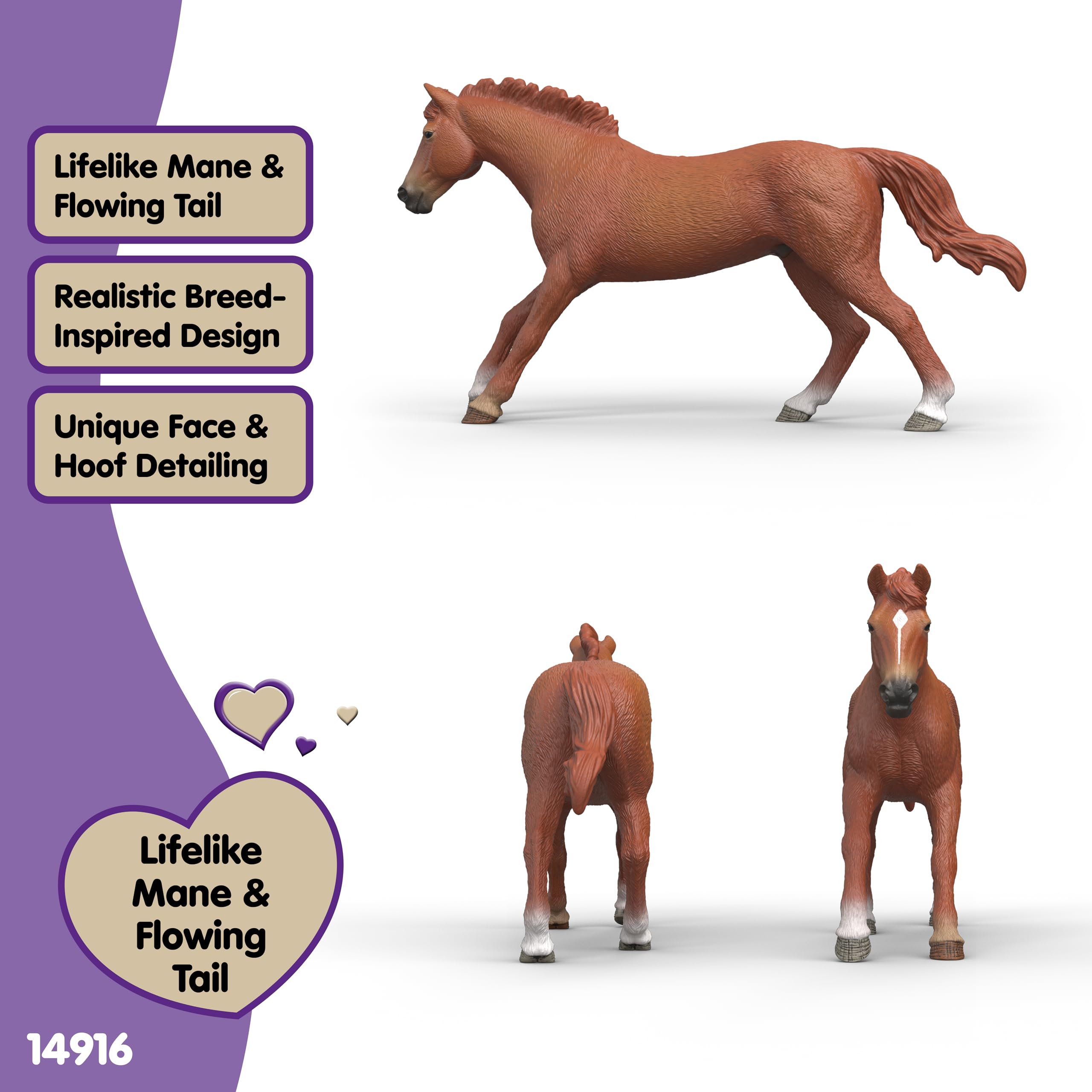 Schleich Horse Club English Thoroughbred Stallion Figurine 14915 – Realistic Horse Toy for Kids Ages 5+