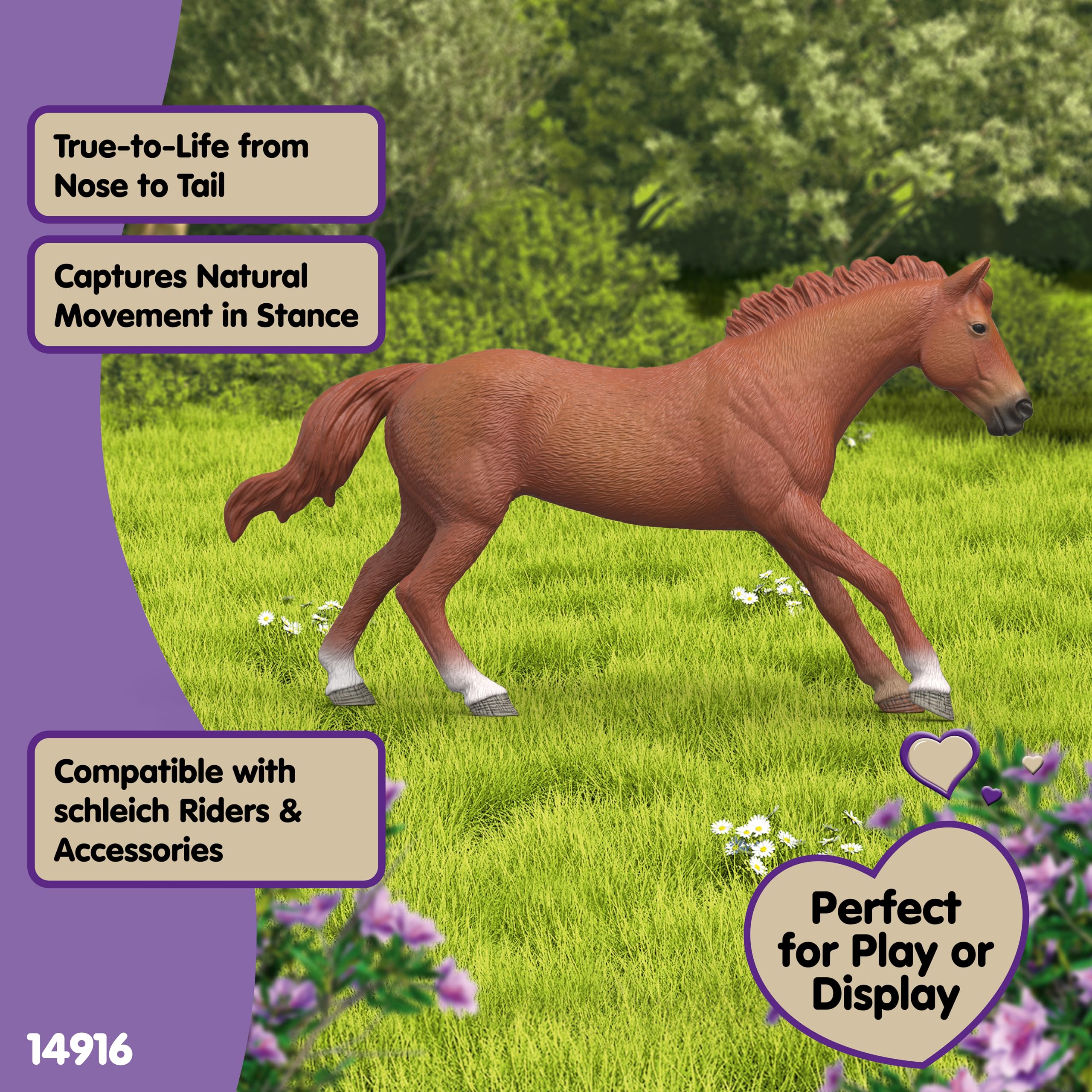 Schleich Horse Club English Thoroughbred Stallion Figurine 14915 – Realistic Horse Toy for Kids Ages 5+