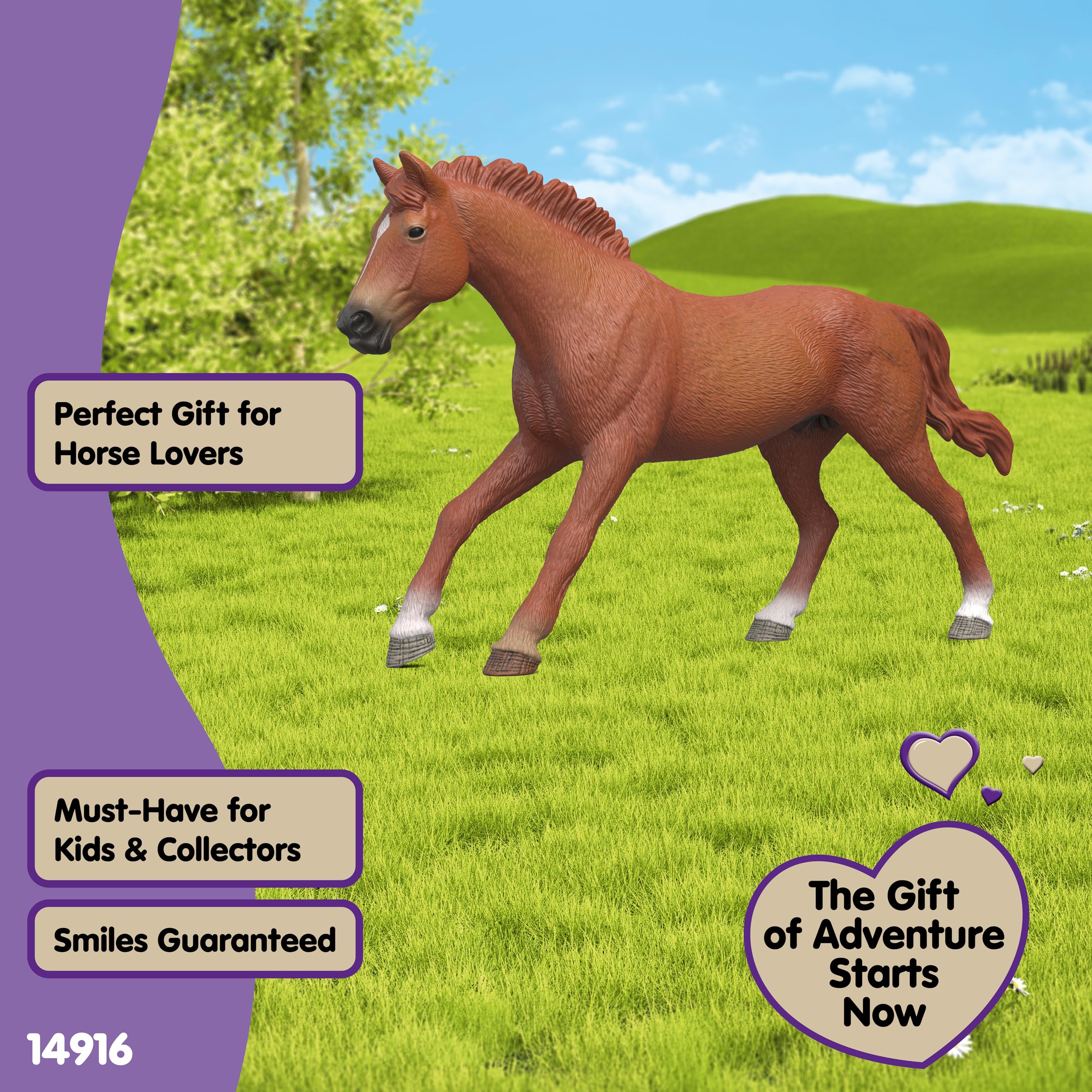Schleich Horse Club English Thoroughbred Stallion Figurine 14915 – Realistic Horse Toy for Kids Ages 5+