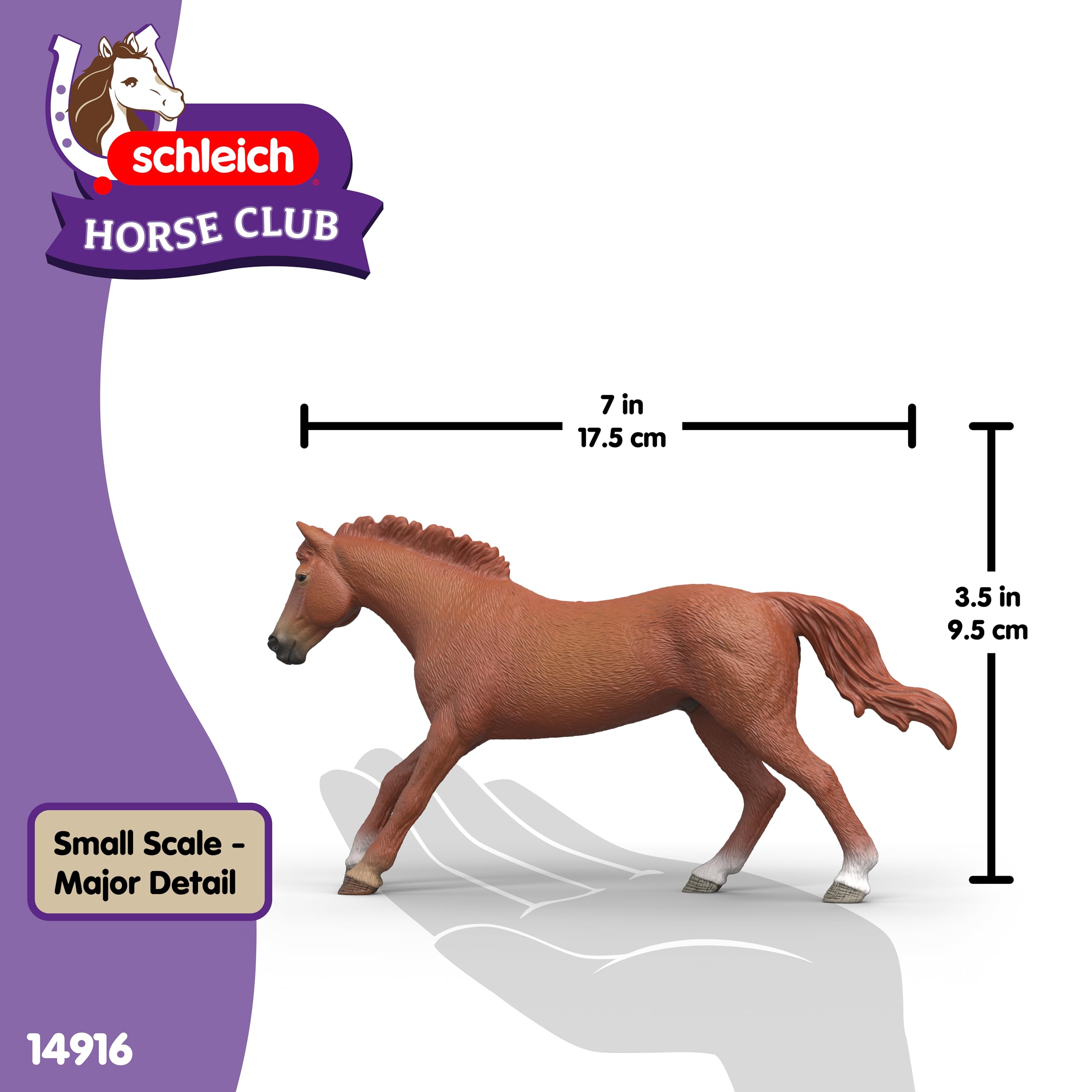 Schleich Horse Club English Thoroughbred Stallion Figurine 14915 – Realistic Horse Toy for Kids Ages 5+