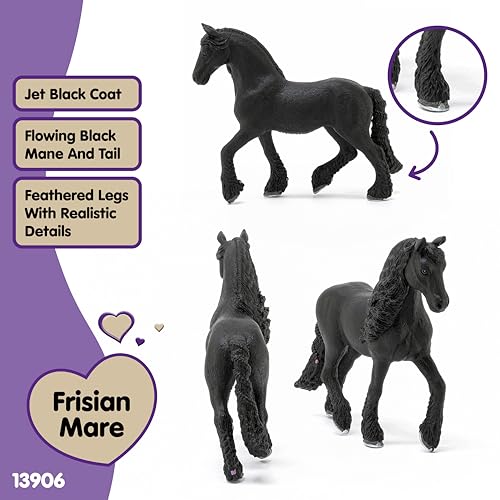 Schleich Horse Club Frisian Mare Toy Figurine – Detailed Braided Mane & Realistic Design, Imaginative Play for Kids Ages 5+