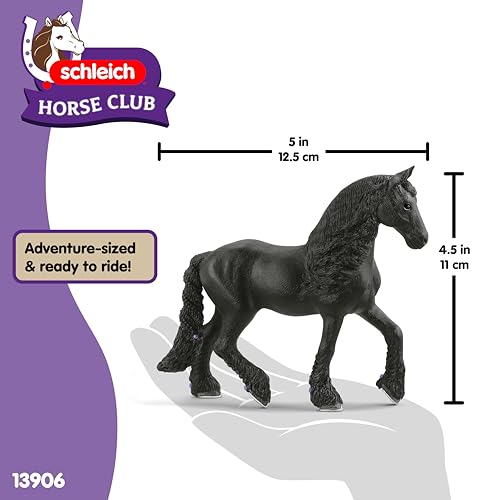 Schleich Horse Club Frisian Mare Toy Figurine – Detailed Braided Mane & Realistic Design, Imaginative Play for Kids Ages 5+