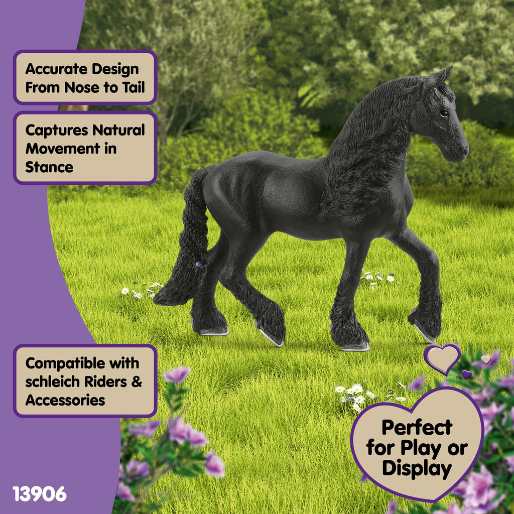 Schleich Horse Club Frisian Mare Toy Figurine – Detailed Braided Mane & Realistic Design, Imaginative Play for Kids Ages 5+