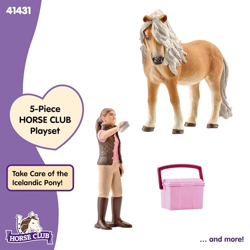 Schleich Horse Club Groom with Icelandic Pony Figurine Set for Kids Ages 5+