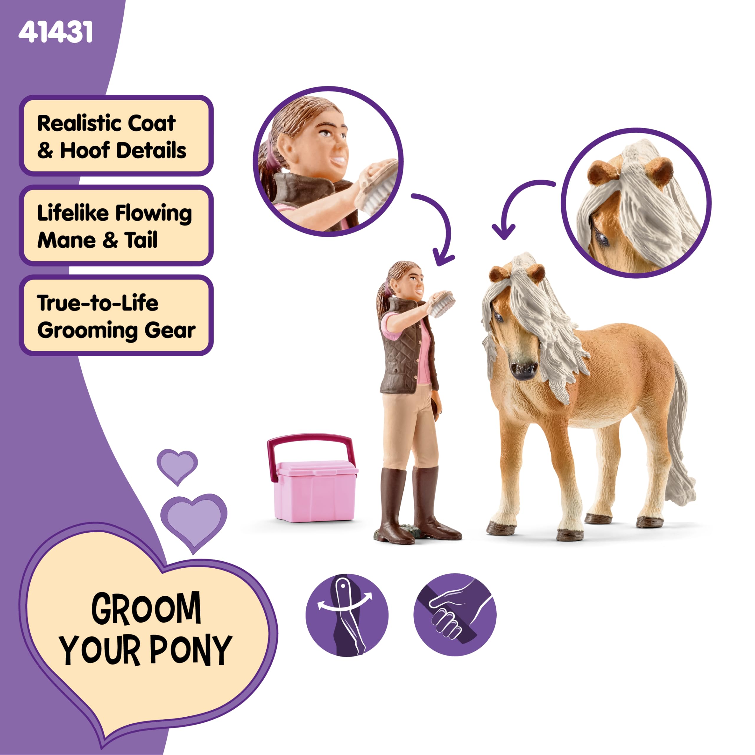 Schleich Horse Club Groom with Icelandic Pony Figurine Set for Kids Ages 5+