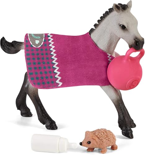 Schleich Horse Club Playful Foal Playset - Detailed Toy Figure with Blanket, Bottle & Ball for Kids Ages 5+