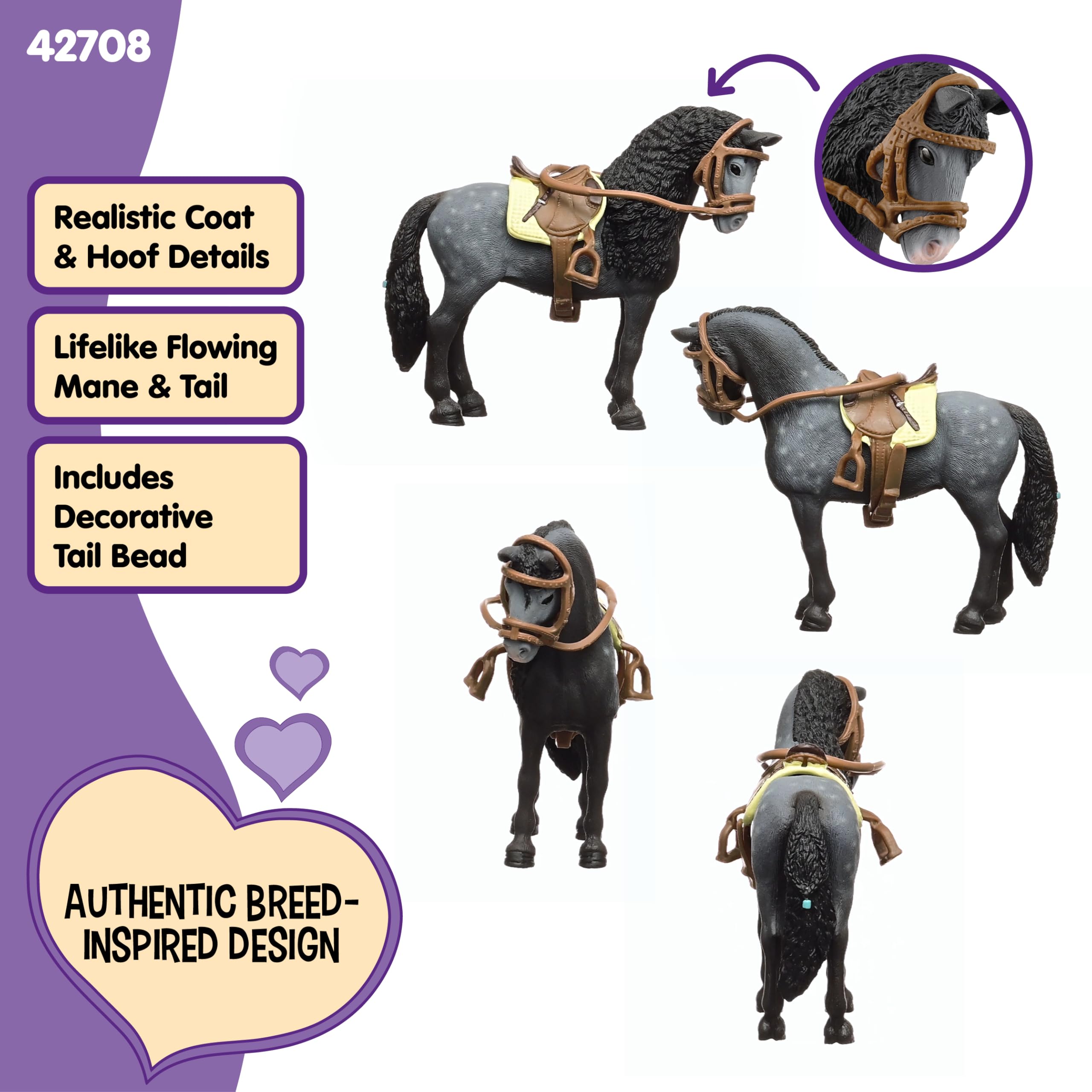 Schleich Horse Club Pura Raza Espanola Mare with Accessories | Black Spanish Andalusian Toy Figurine for Ages 5+ | 42708