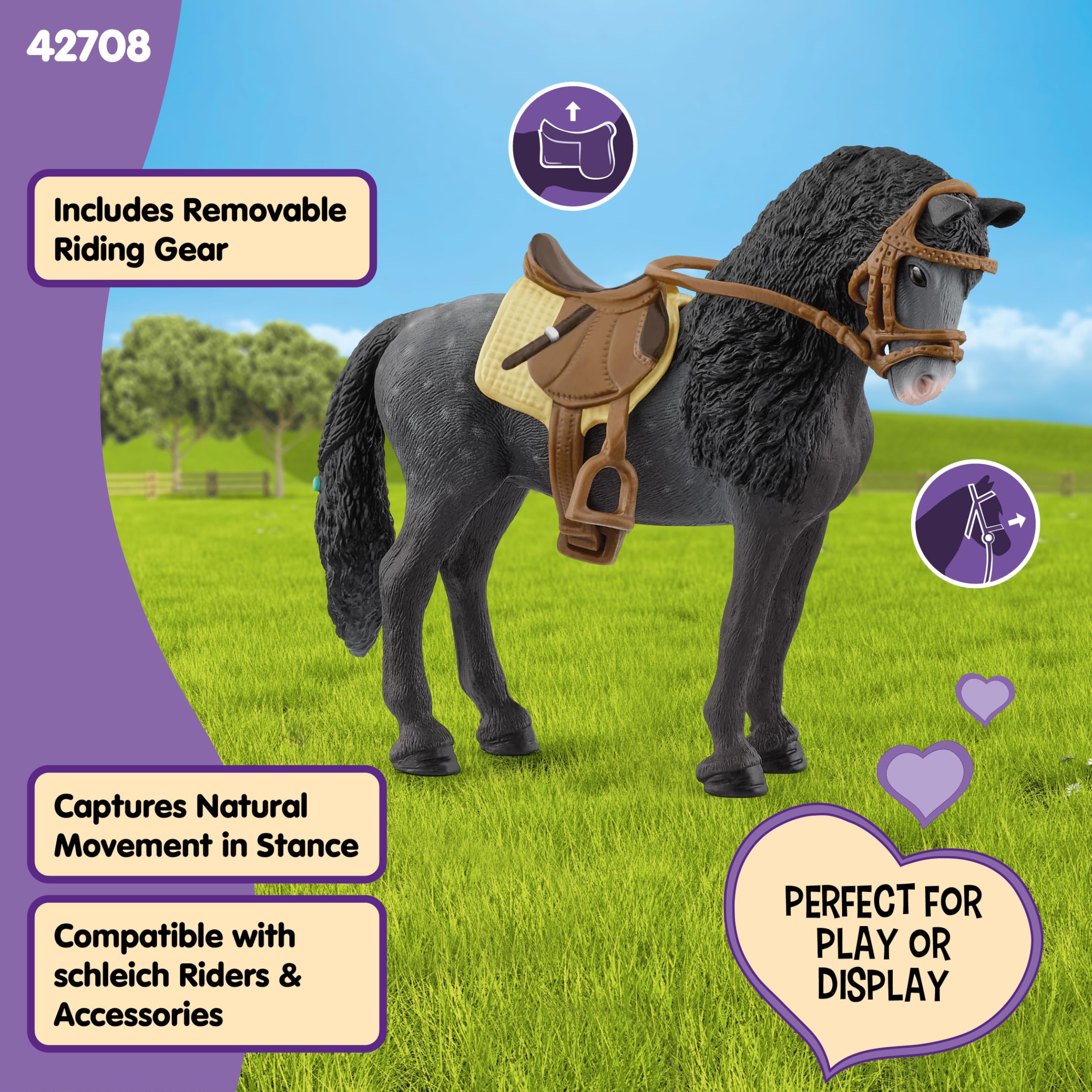 Schleich Horse Club Pura Raza Espanola Mare with Accessories | Black Spanish Andalusian Toy Figurine for Ages 5+ | 42708