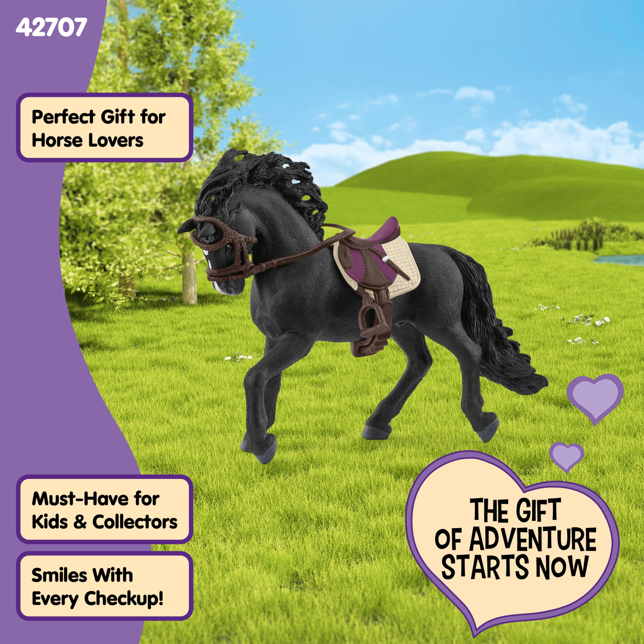 Schleich Horse Club Pura Raza Espanola Stallion Figurine & Accessories – 6" Hand-Painted Toy for Kids Ages 5+