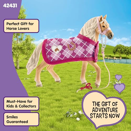 Schleich Horse Club Sofia's Fashion Creation for Andalusians - 4-Piece Horse Toy Set with Figurine, Blanket, Bridle & Scissors for Kids Ages 5+