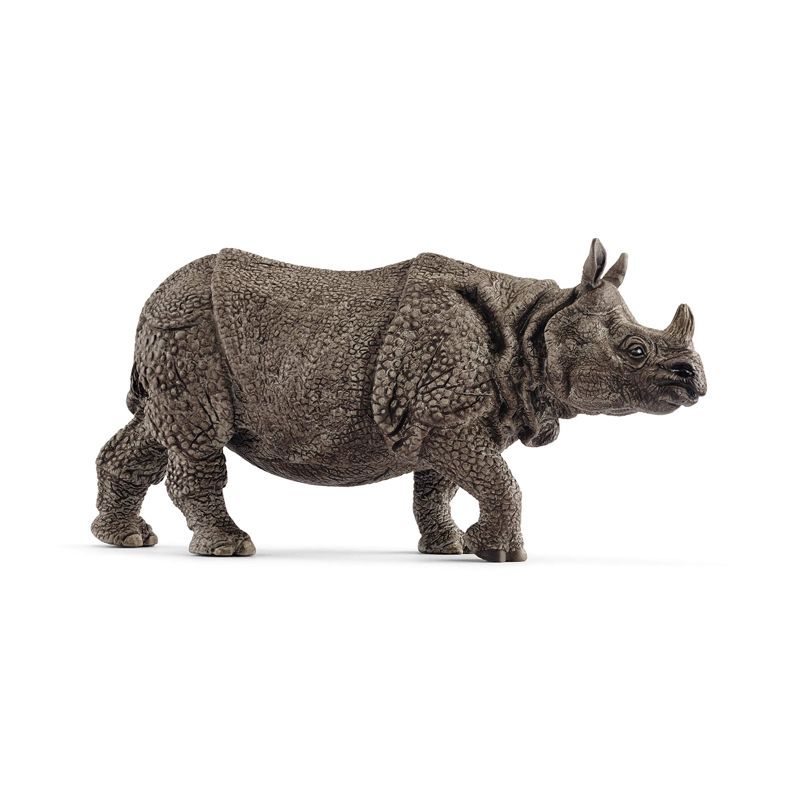 Schleich Indian Rhinoceros Figurine - Realistic Wild Life Toy for Kids Ages 3+