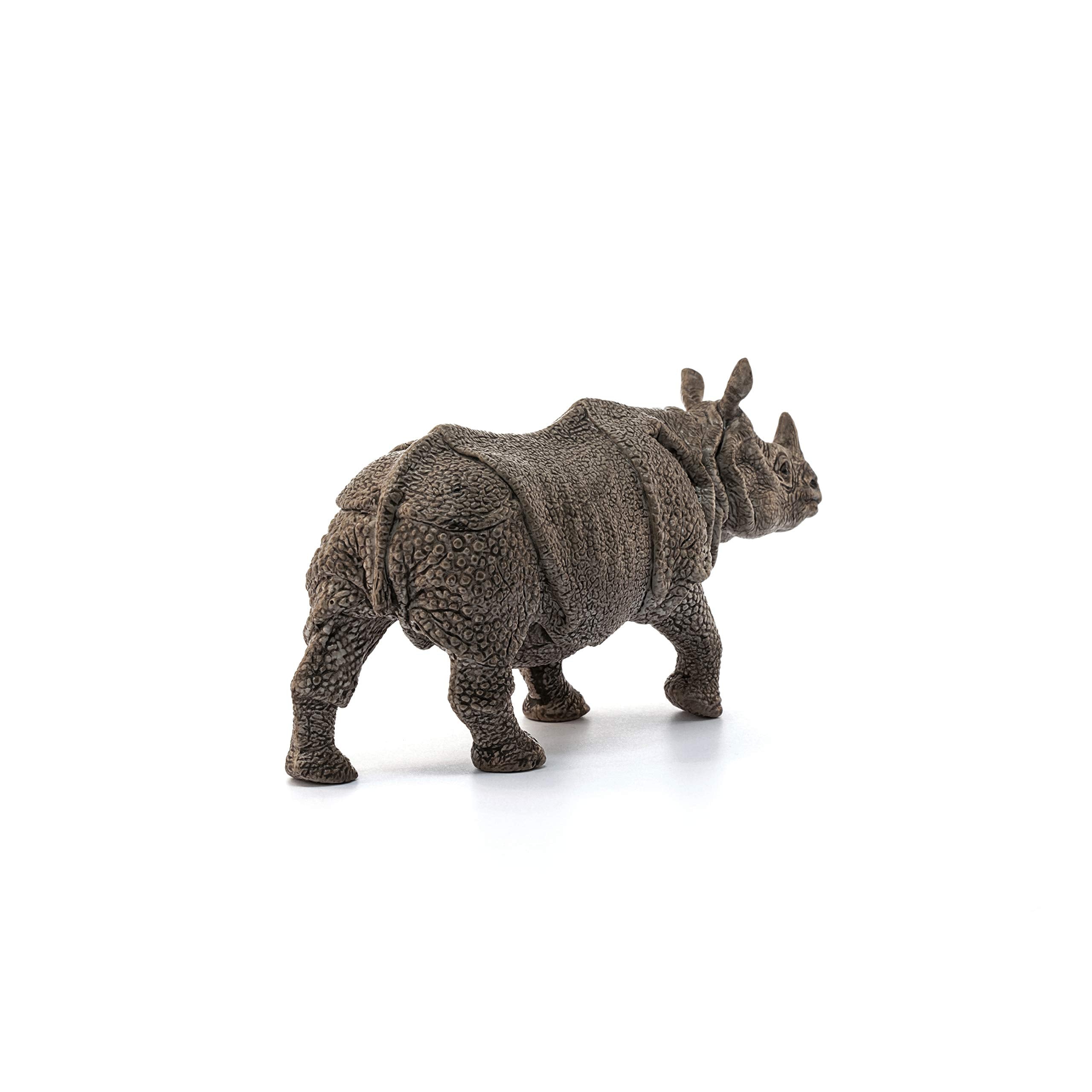 Schleich Indian Rhinoceros Figurine - Realistic Wild Life Toy for Kids Ages 3+