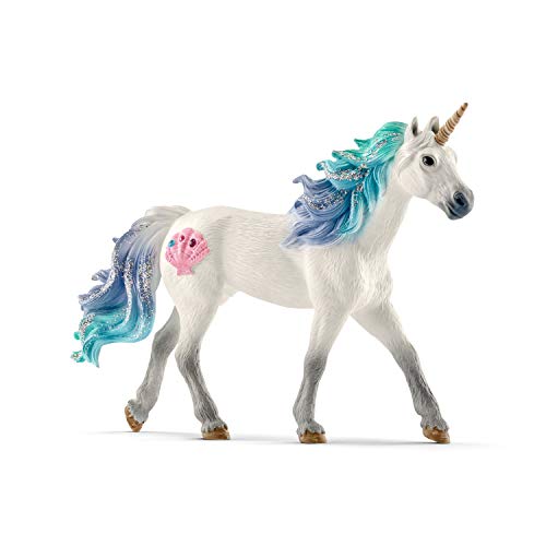 Schleich Sea Unicorn Stallion – Blue and Purple Unicorn Figurine with Gems for Ages 5+