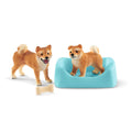 Schleich Shiba Inu Mother and Puppy – 4-Piece Figurine Set for Imaginative Play, Ages 3+