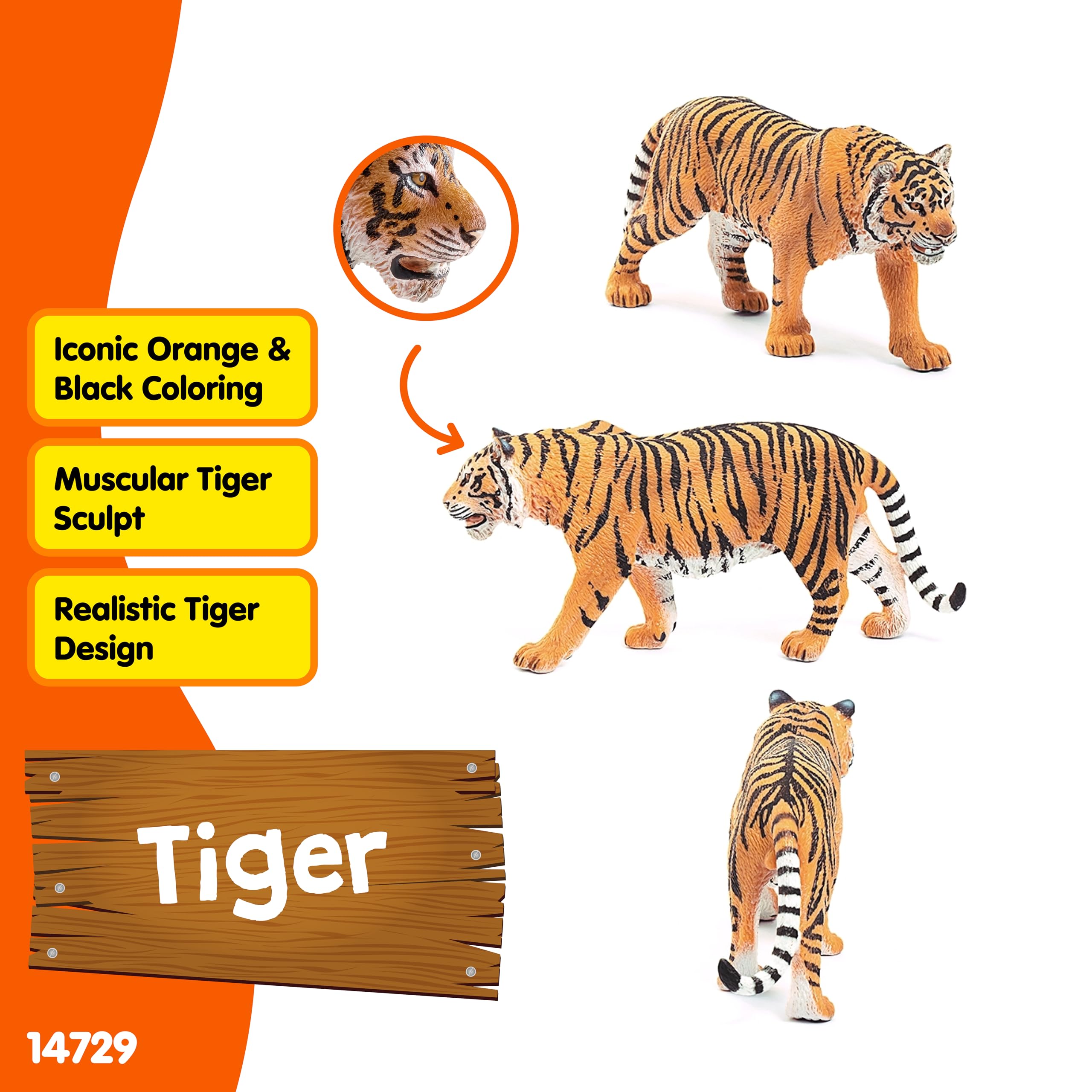 Schleich Siberian Tiger Figurine – Realistic Hand-Painted Wild Animal Toy for Ages 3+