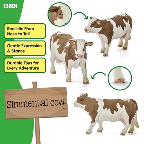 Schleich Simmental Cow Figurine – Realistic Farm Animal Toy for Imaginative Play Ages 3+