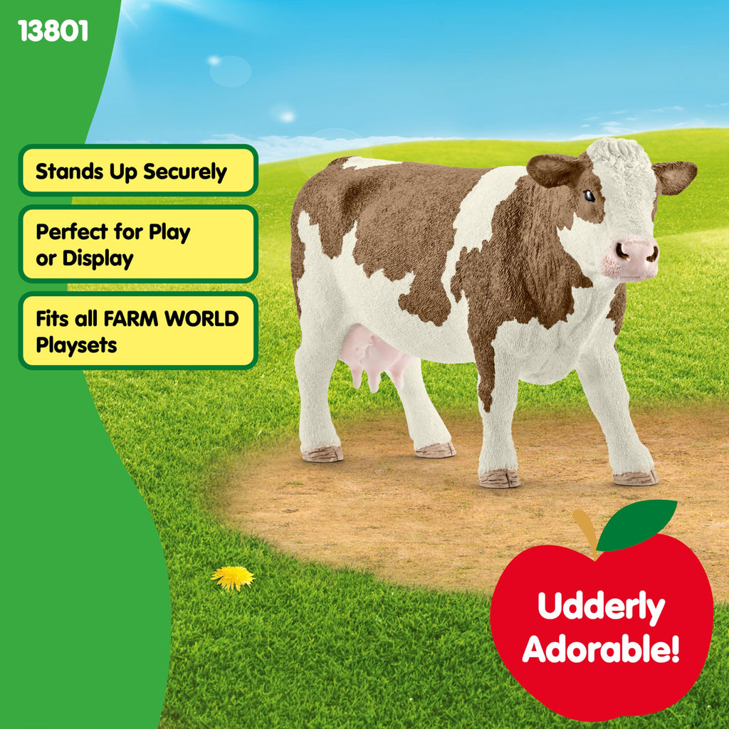 Schleich Simmental Cow Figurine – Realistic Farm Animal Toy for Imaginative Play Ages 3+