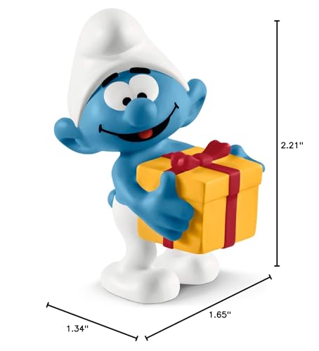 Schleich Smurfs Toy Figurine - Smurf with Present for Imaginative Play