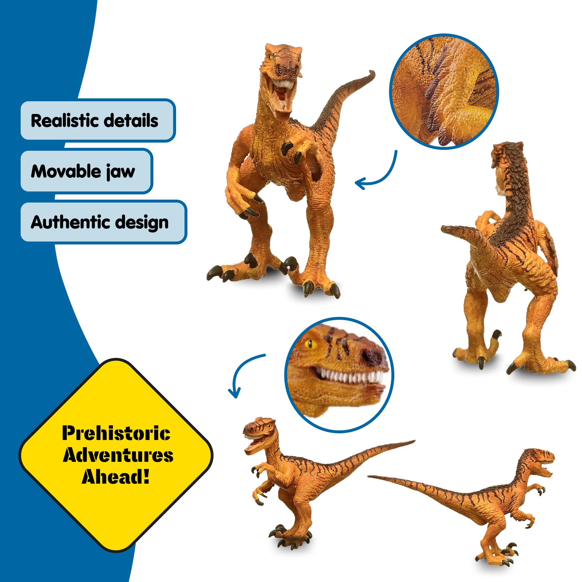 Schleich Velociraptor Dinosaur Toy - 7" Realistic Figurine with Movable Jaw, Ages 5+