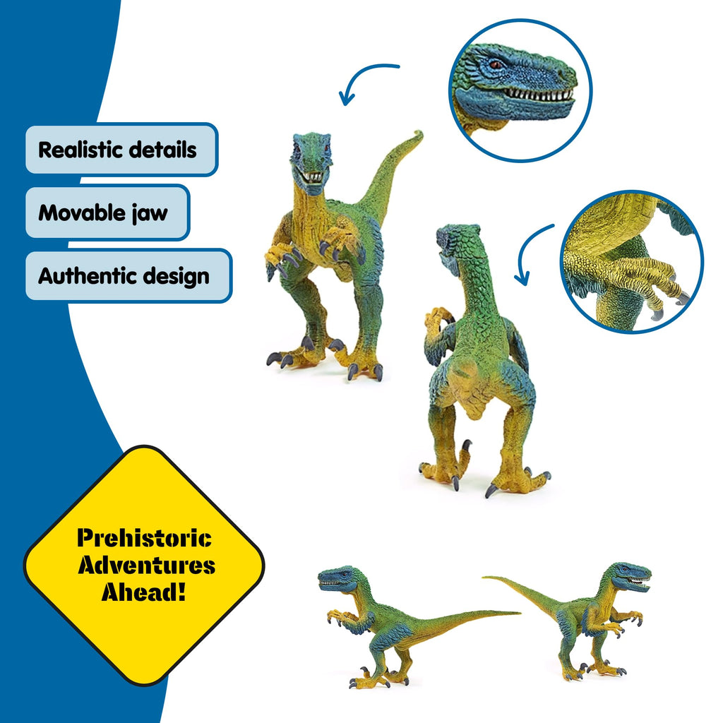 Schleich Velociraptor Figurine with Movable Jaw and Feathered Body – Realistic Dinosaur Toy for Imaginative Play, Ages 4+ (14585)