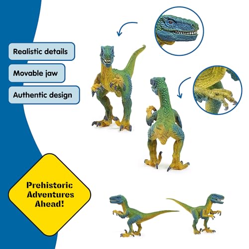 Schleich Velociraptor Figurine with Movable Jaw and Feathered Body – Realistic Dinosaur Toy for Imaginative Play, Ages 4+ (14585)