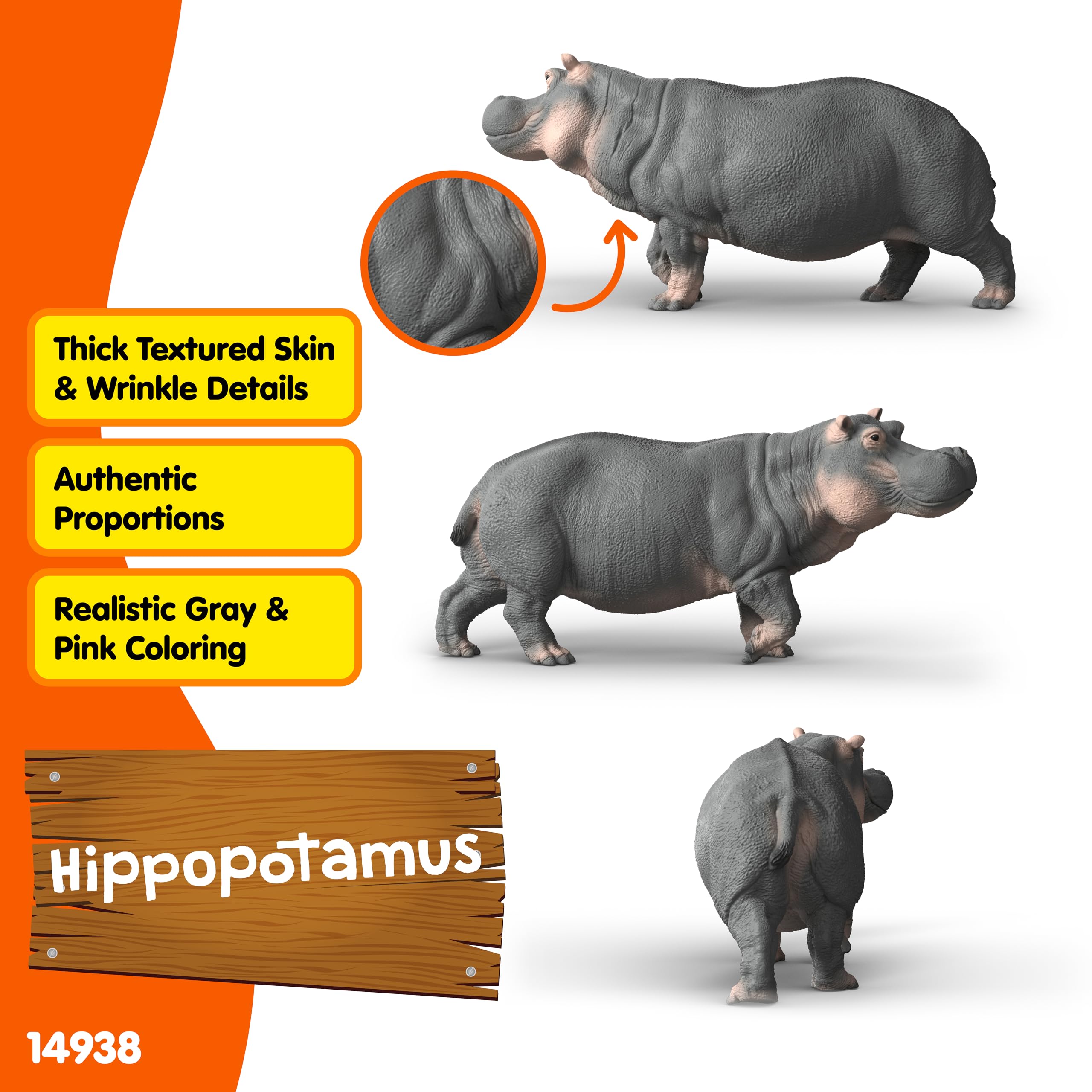 Schleich Wild Life Hippopotamus 14938 – Realistic African River Animal Figurine for Imaginative Play