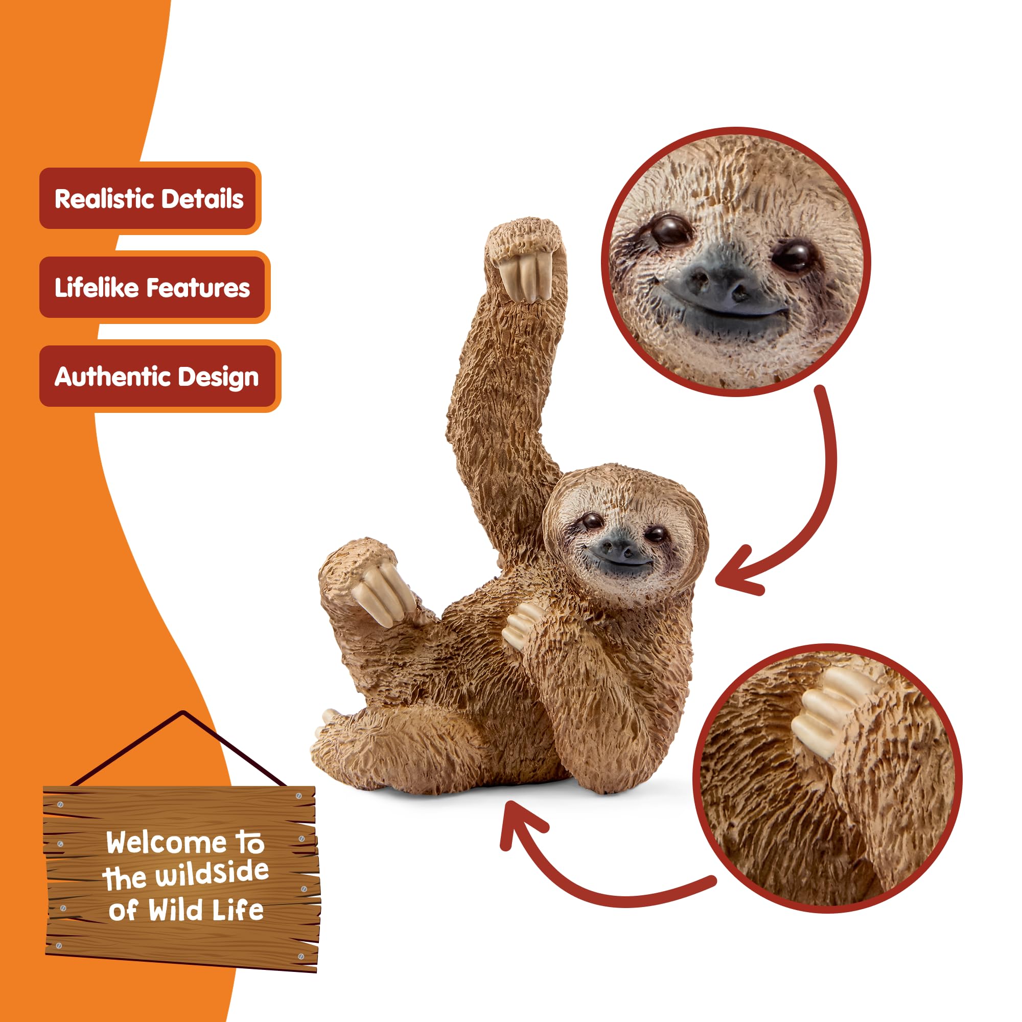 Schleich Wild Life Sloth Figurine – Realistic 2-Inch Jungle Animal Toy for Kids Ages 3+