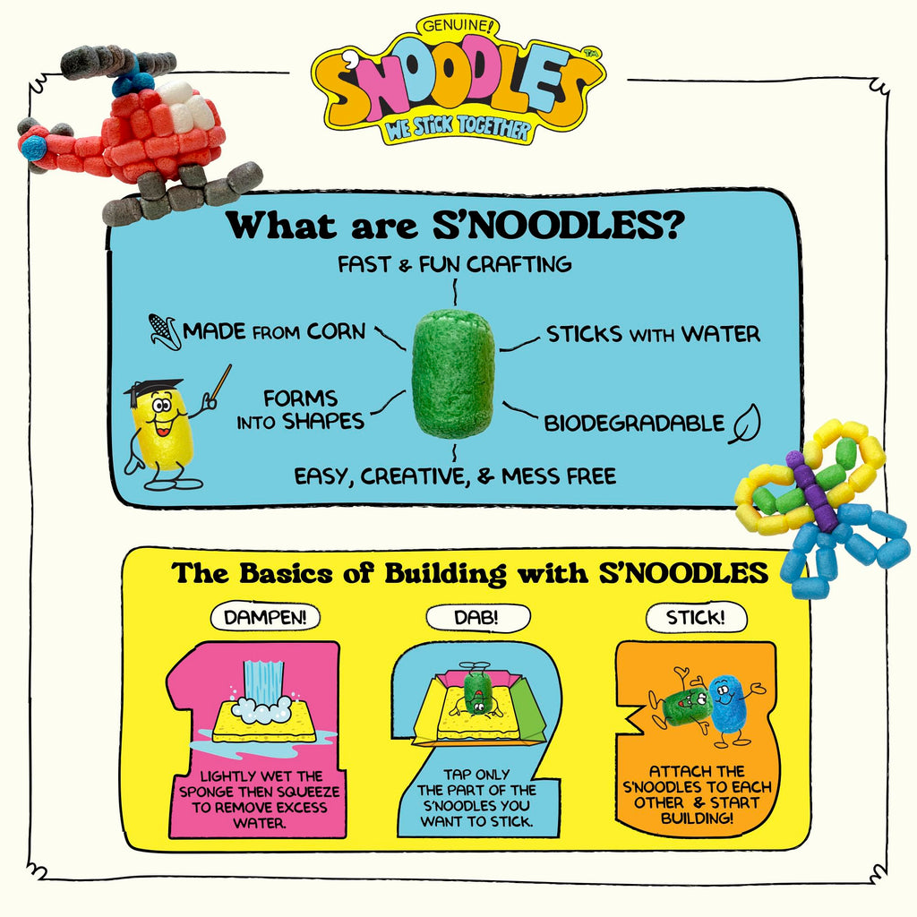 Schylling S'Noodles Creative Building Craft Kit – 210 Biodegradable Noodles, Ages 4+