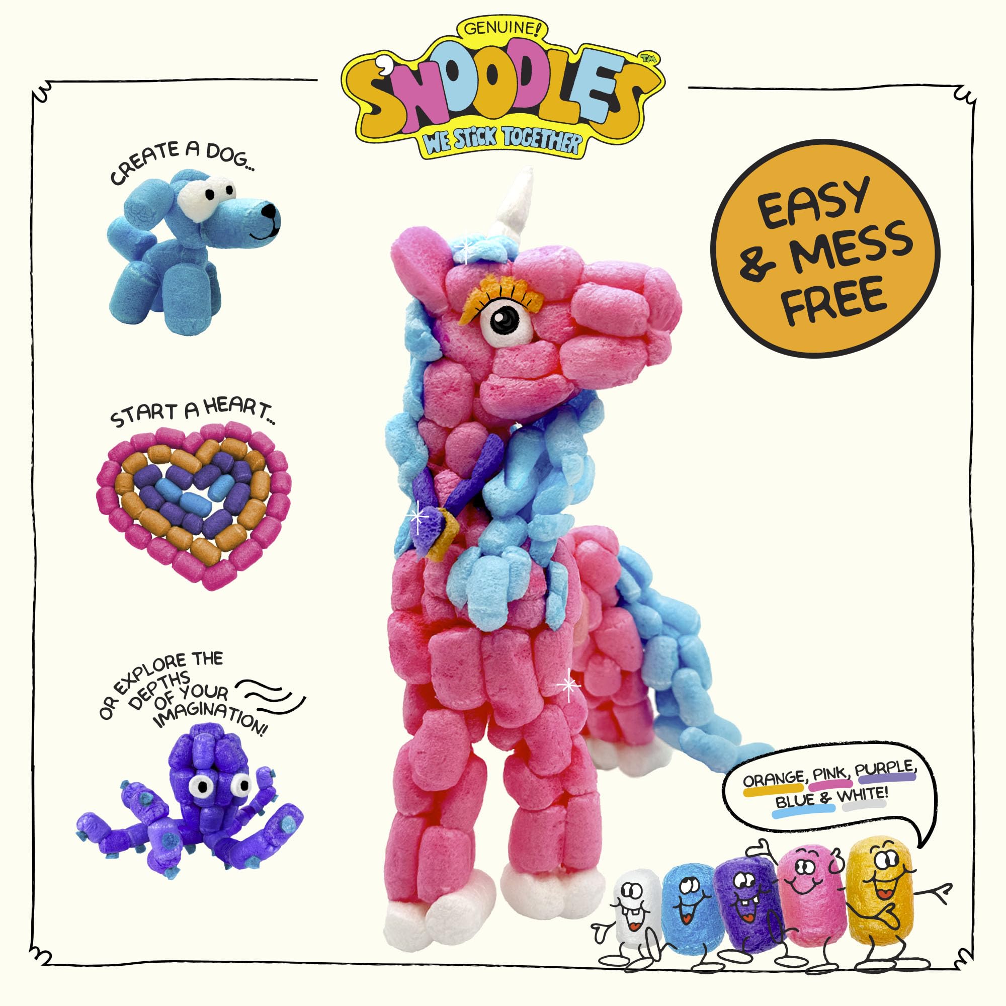 Schylling S'Noodles Creative Building Craft Kit – 210 Piece, Just Add Water, Ages 4+