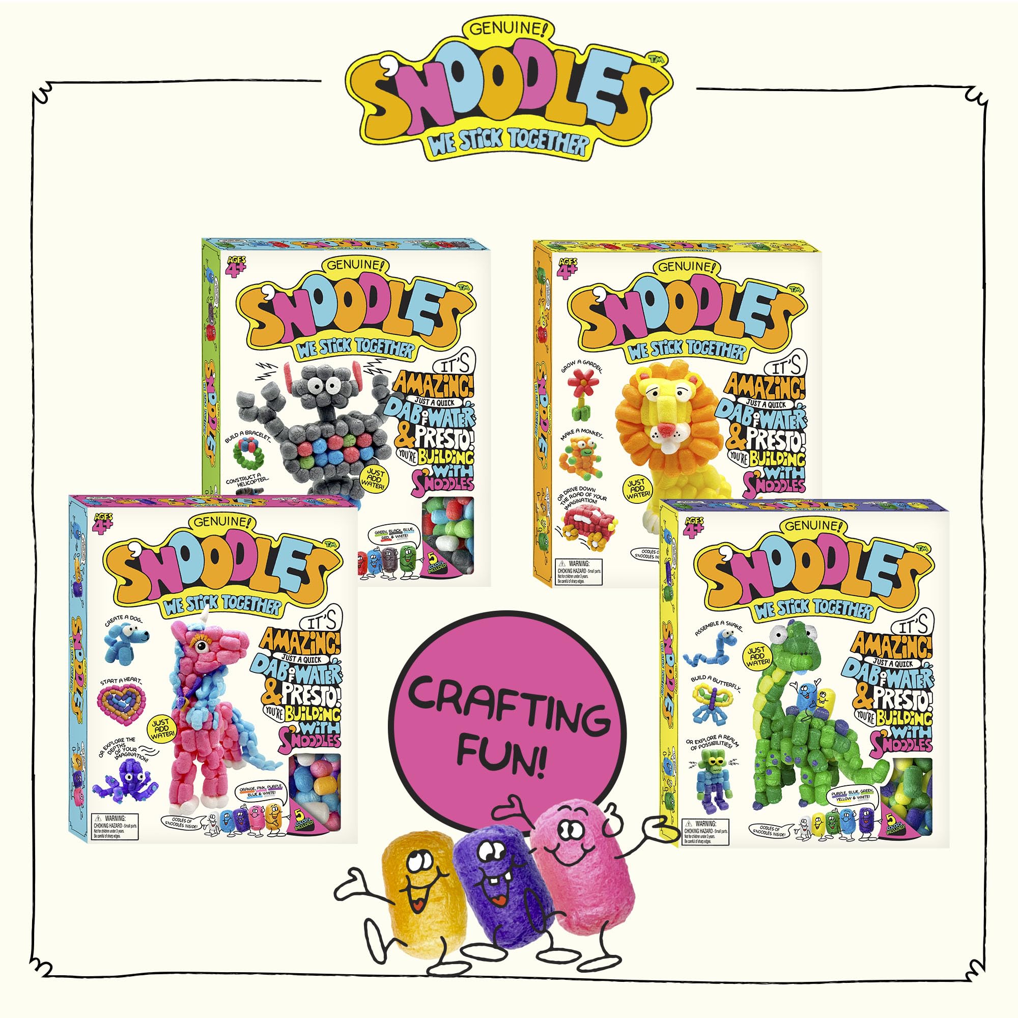 Schylling S'Noodles Creative Building Craft Kit – 210 Piece, Just Add Water, Ages 4+
