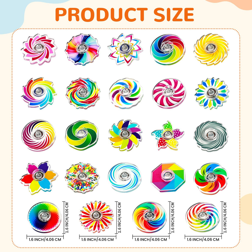SCIONE 24-Pack Mini Fidget Spinner Toys - Rainbow Party Favors for Kids, Goodie Bag Stuffers, Classroom Prizes