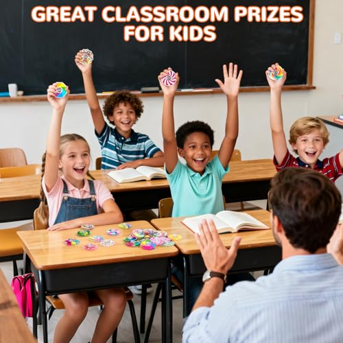 SCIONE 24-Pack Mini Fidget Spinner Toys - Rainbow Party Favors for Kids, Goodie Bag Stuffers, Classroom Prizes