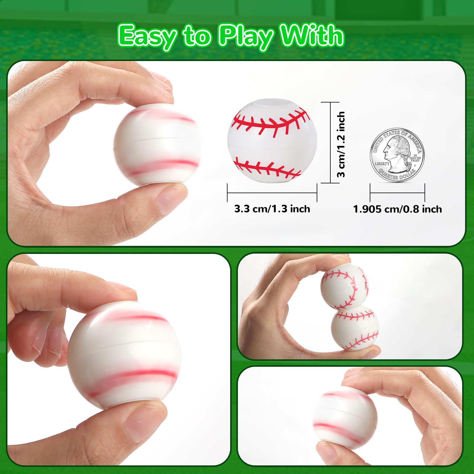 SCIONE 36 Pack Baseball Fidget Spinners – Mini Bulk Party Favors for Kids, Stress Relief Toys
